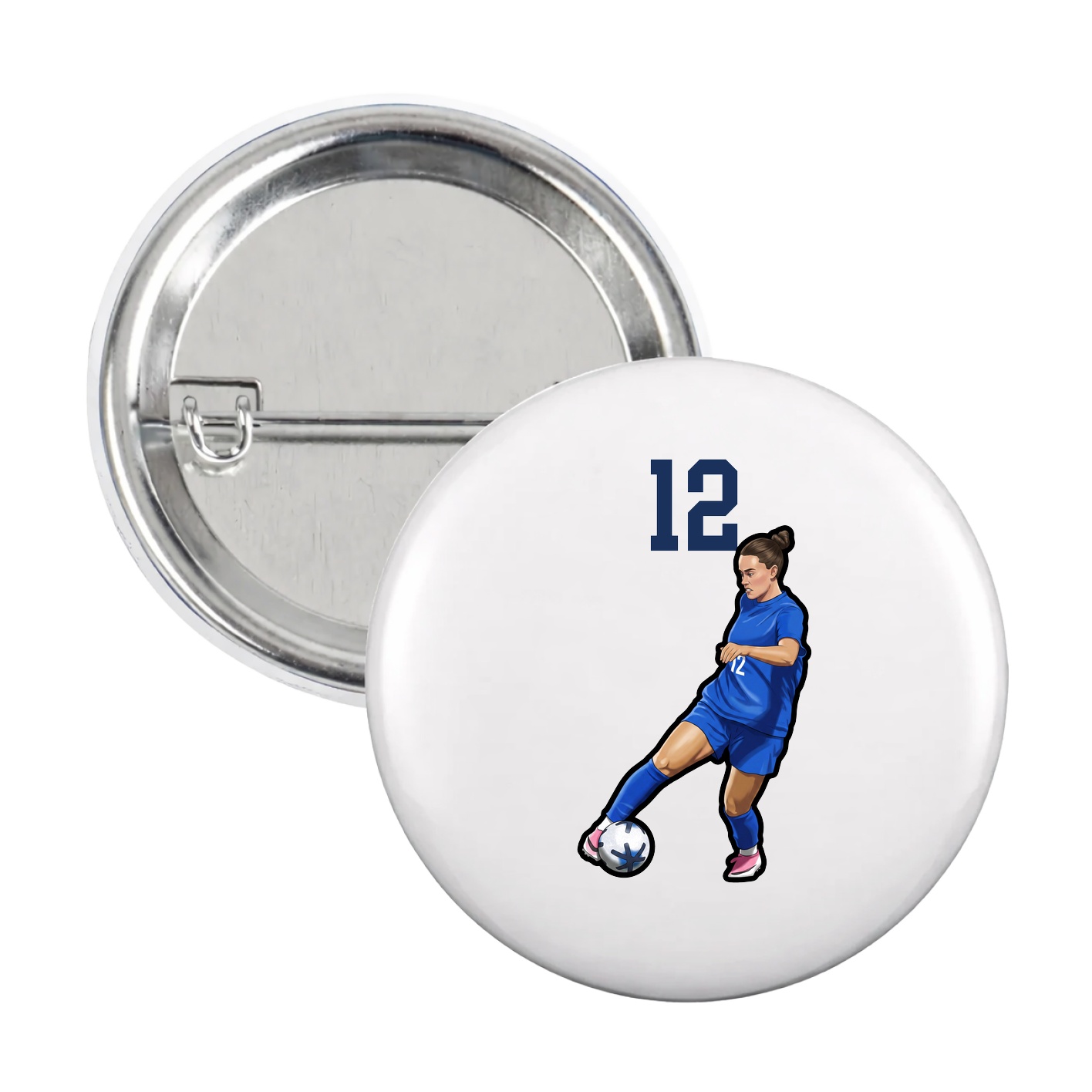 Game Day Button — Number Top in White