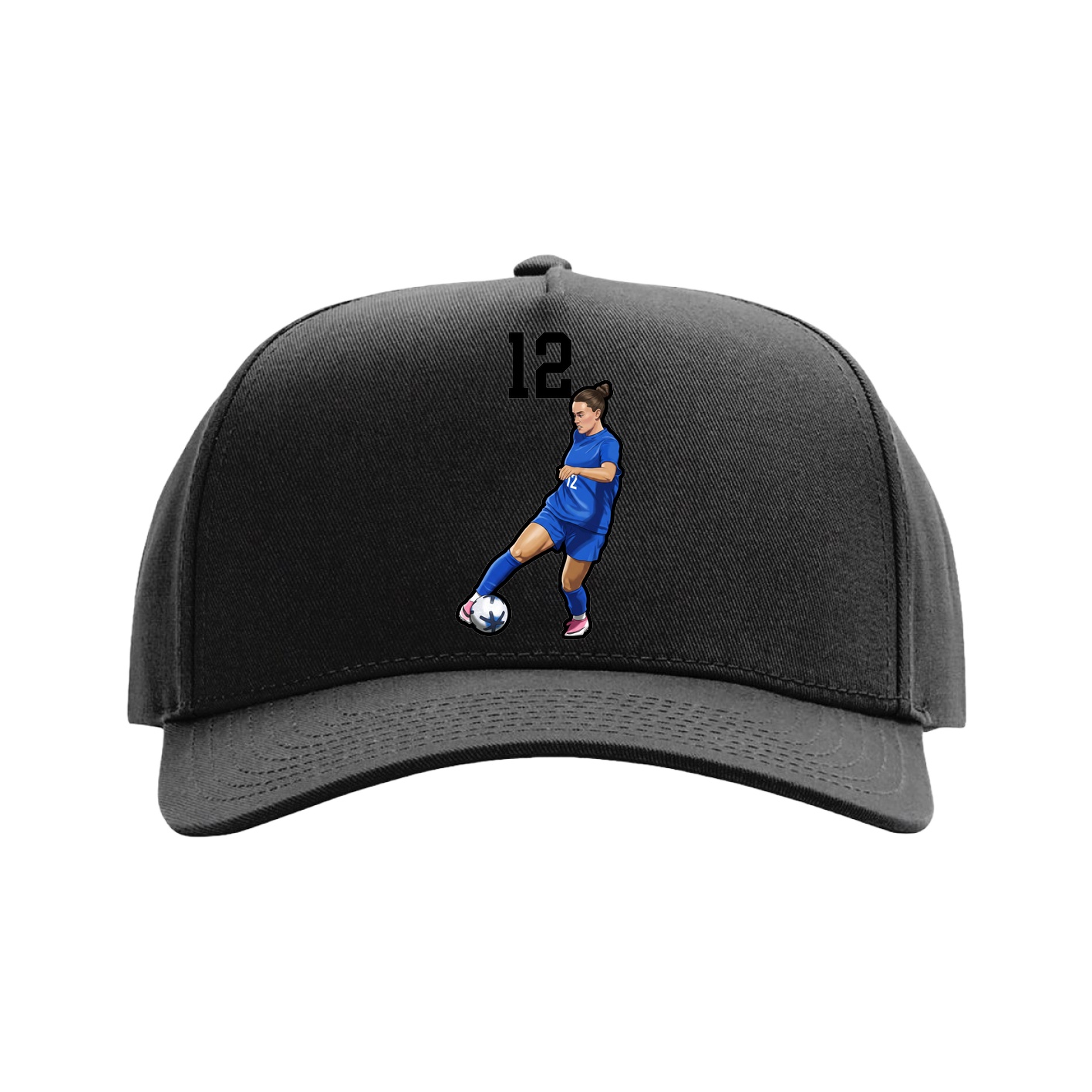 Full Fabric Five-Panel Champ Cap — Number Top in Black