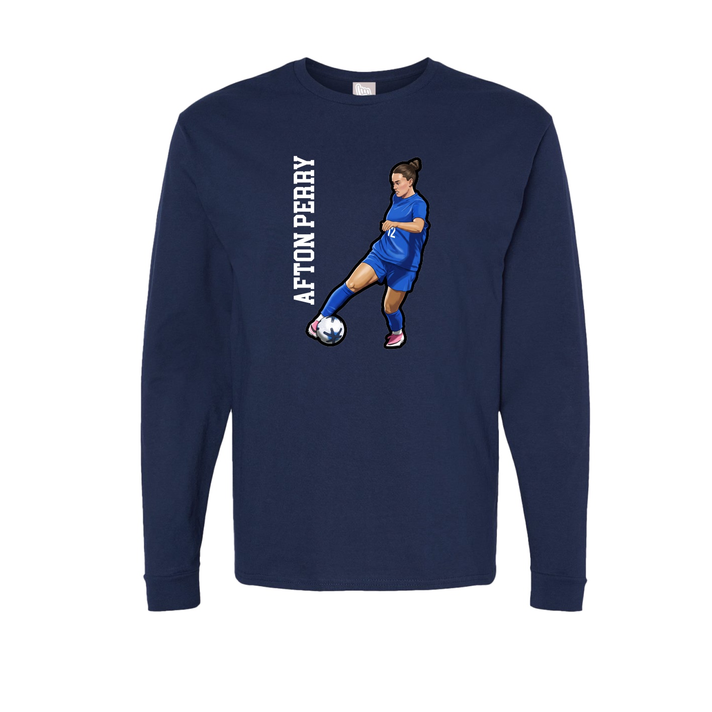 Long Sleeve Tee — Name Vertical in Navy