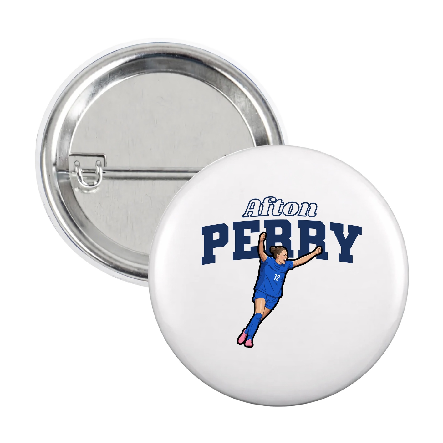 Game Day Button — Name Arch in White
