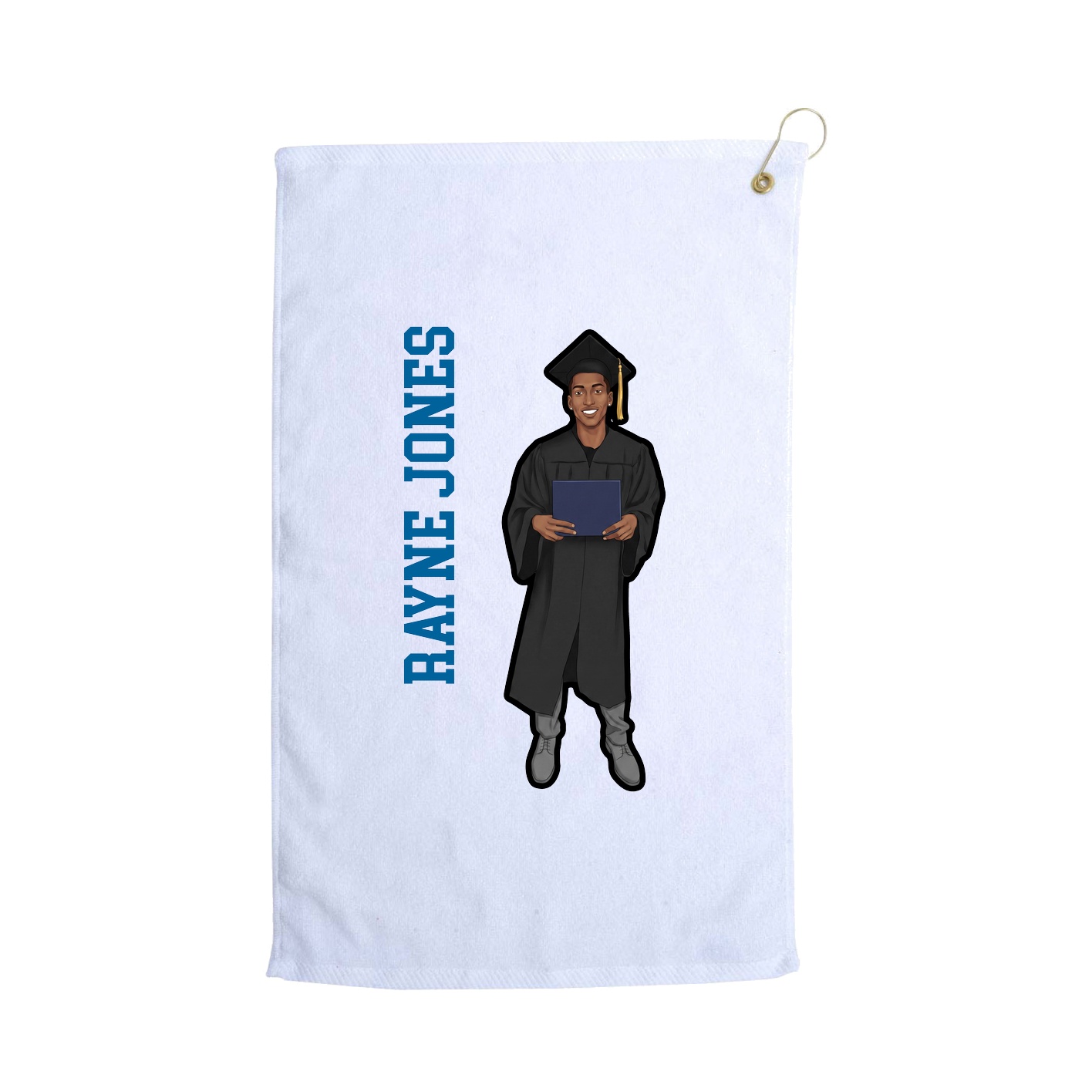 Golf Towel — Name Vertical in White