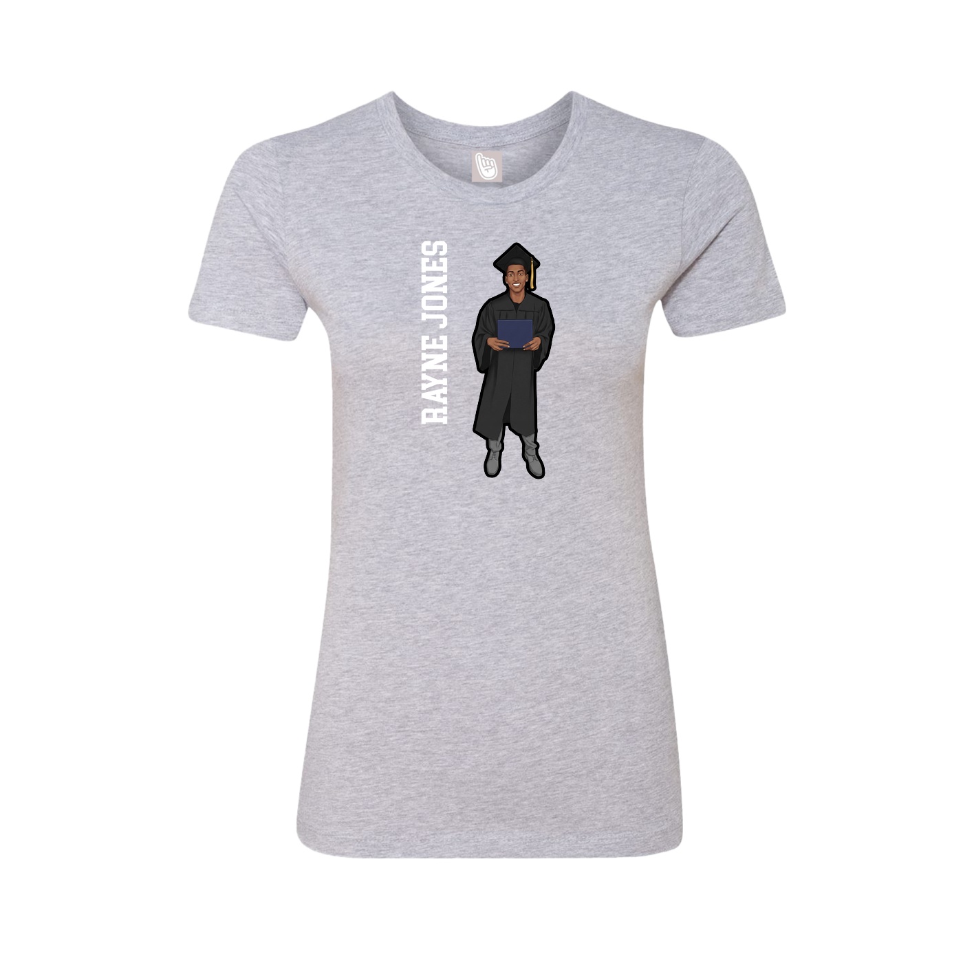 Fitted Women's Tee — Name Vertical in Grey