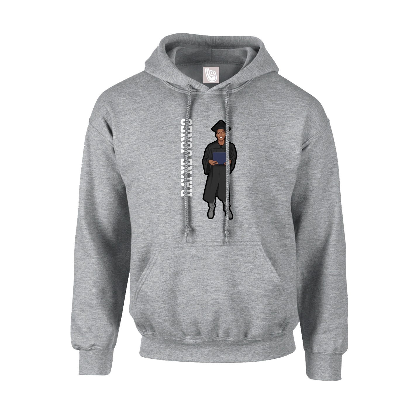Hoodie — Name Vertical in Grey