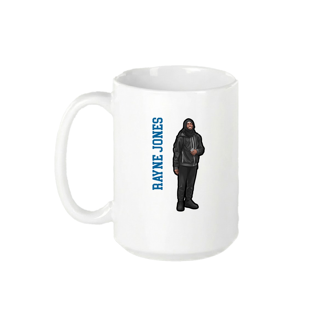 15oz Coffee Mug — Name Vertical in White