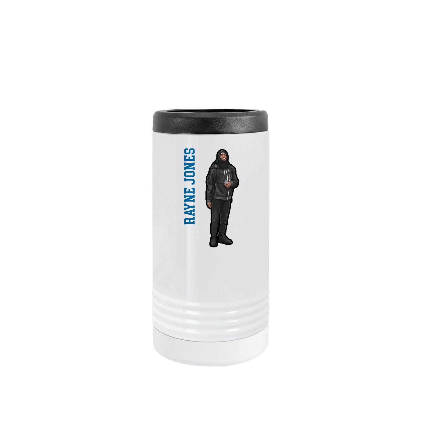 Slim Beverage Holder — Name Vertical in White