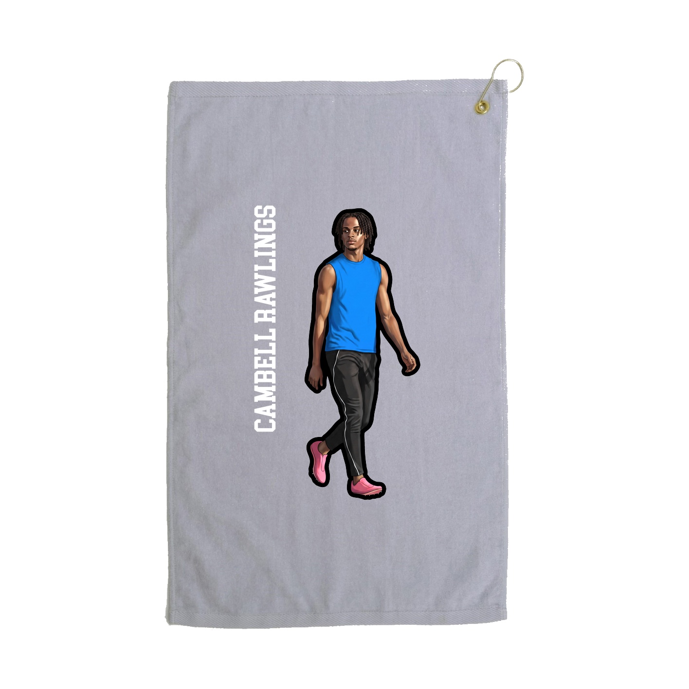Golf Towel — Name Vertical in Grey