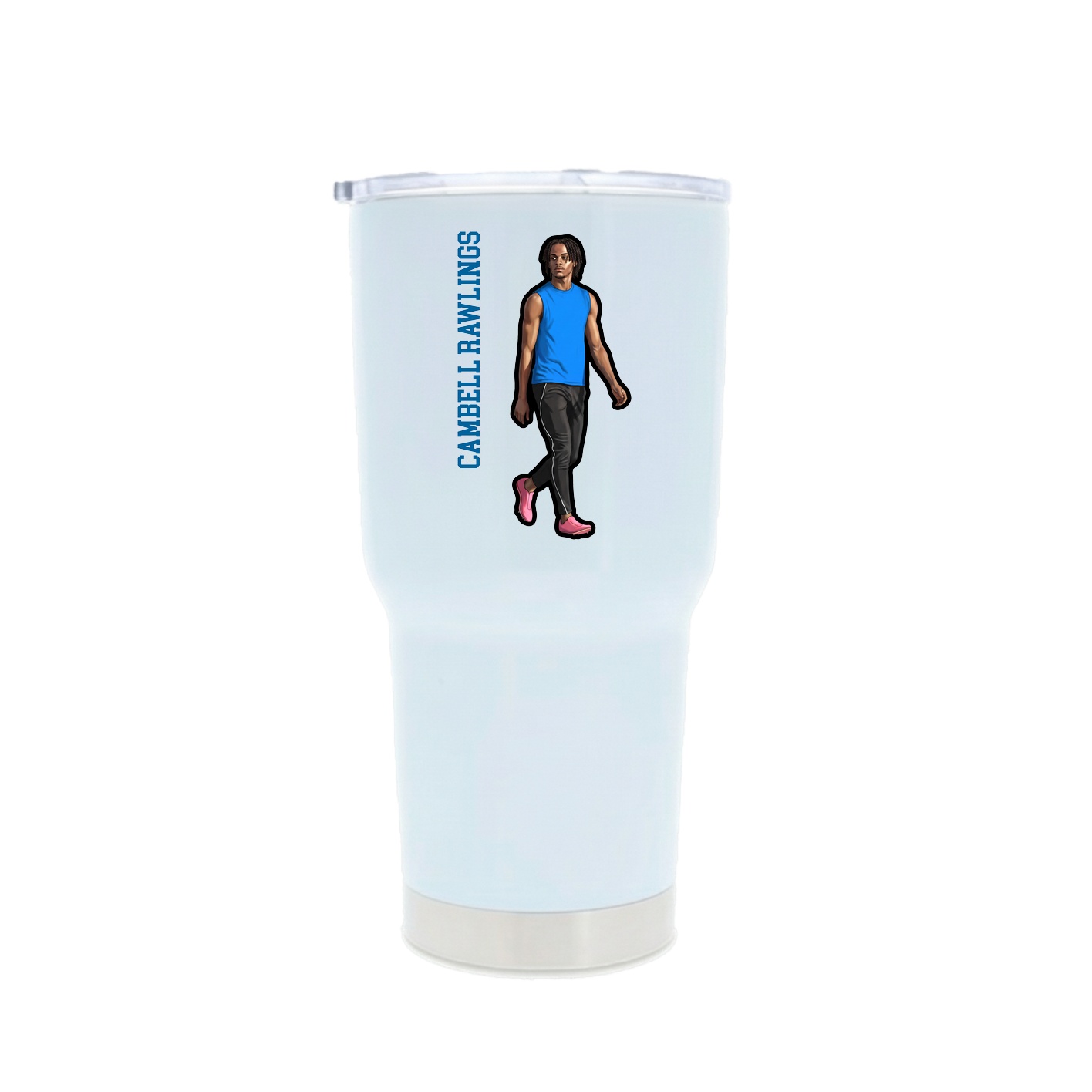 30oz Stainless Steel Tumbler — Name Vertical in White