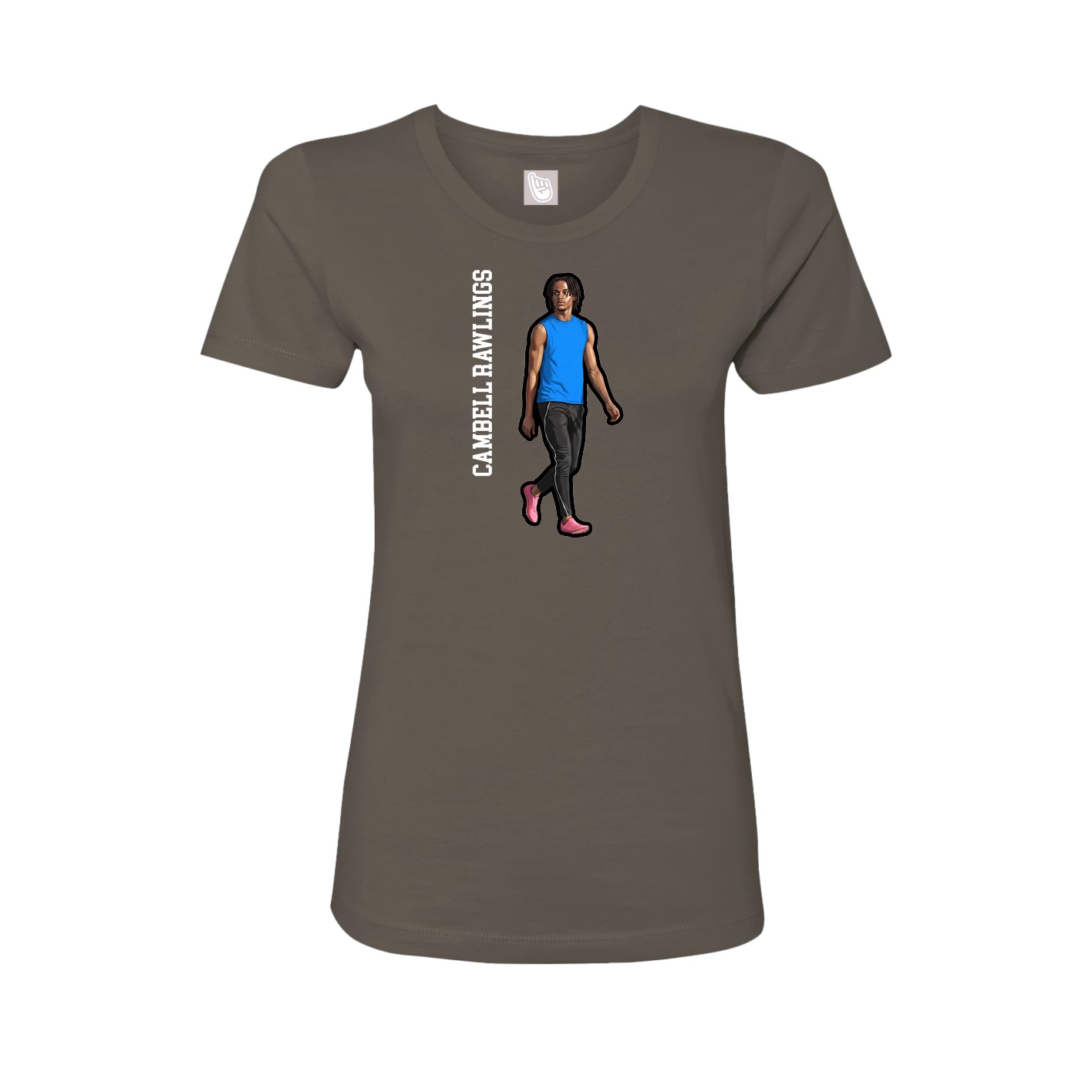 Fitted Women's Tee — Name Vertical in Grey