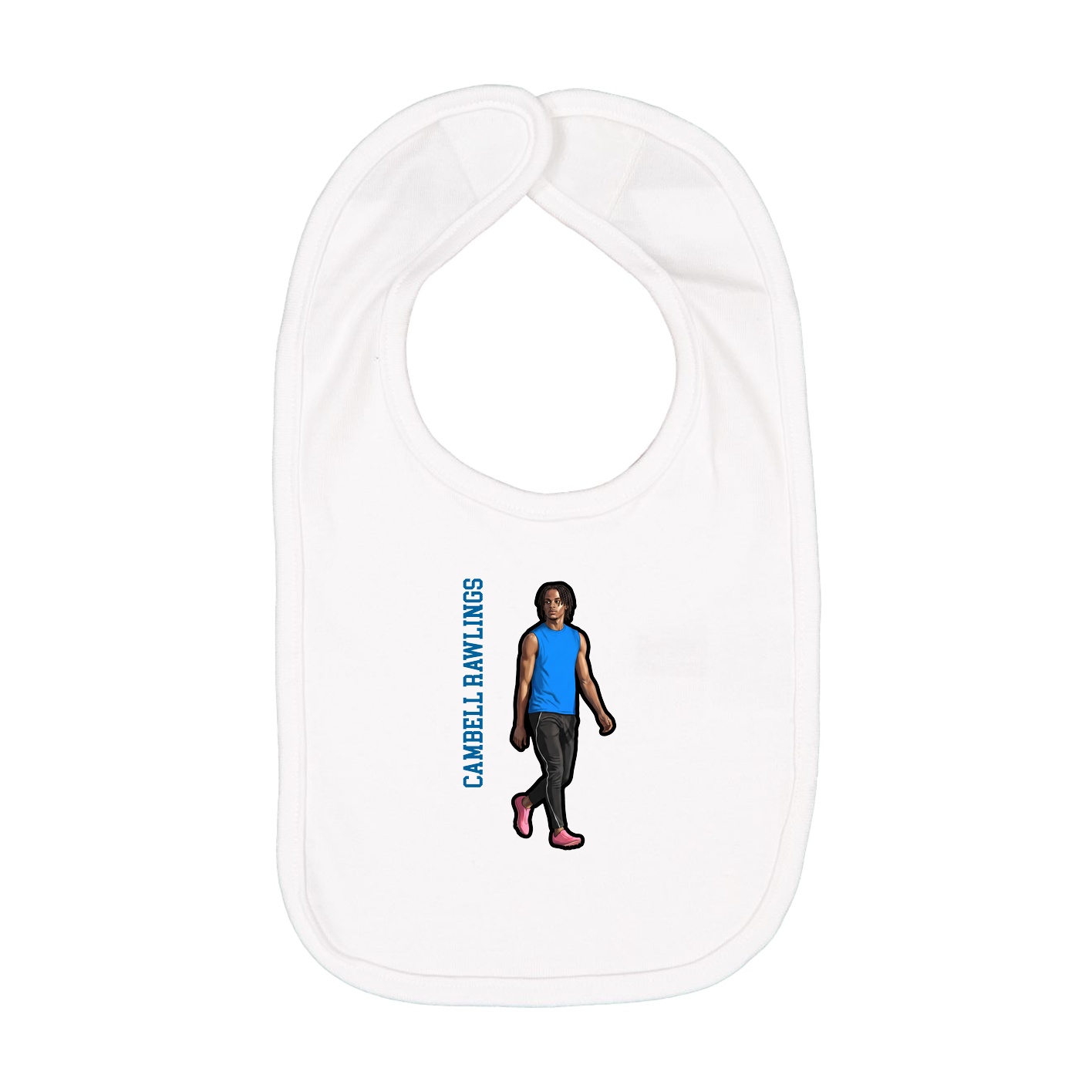 Infant Bib — Name Vertical in White