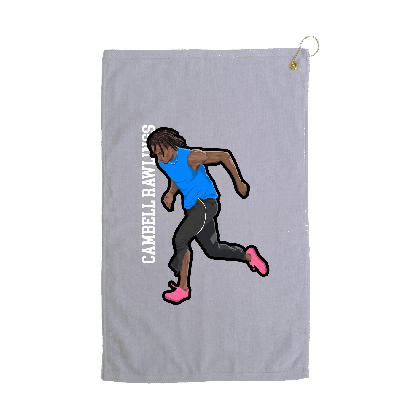 Golf Towel — Name Vertical in Grey