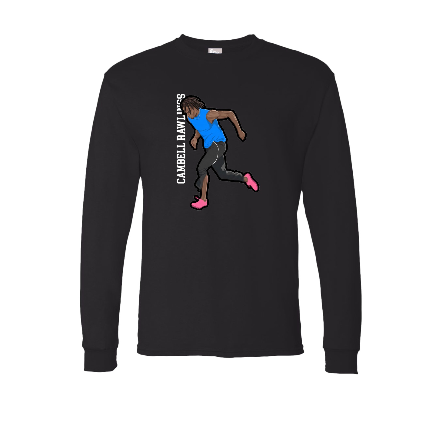 Long Sleeve Tee — Name Vertical in Black