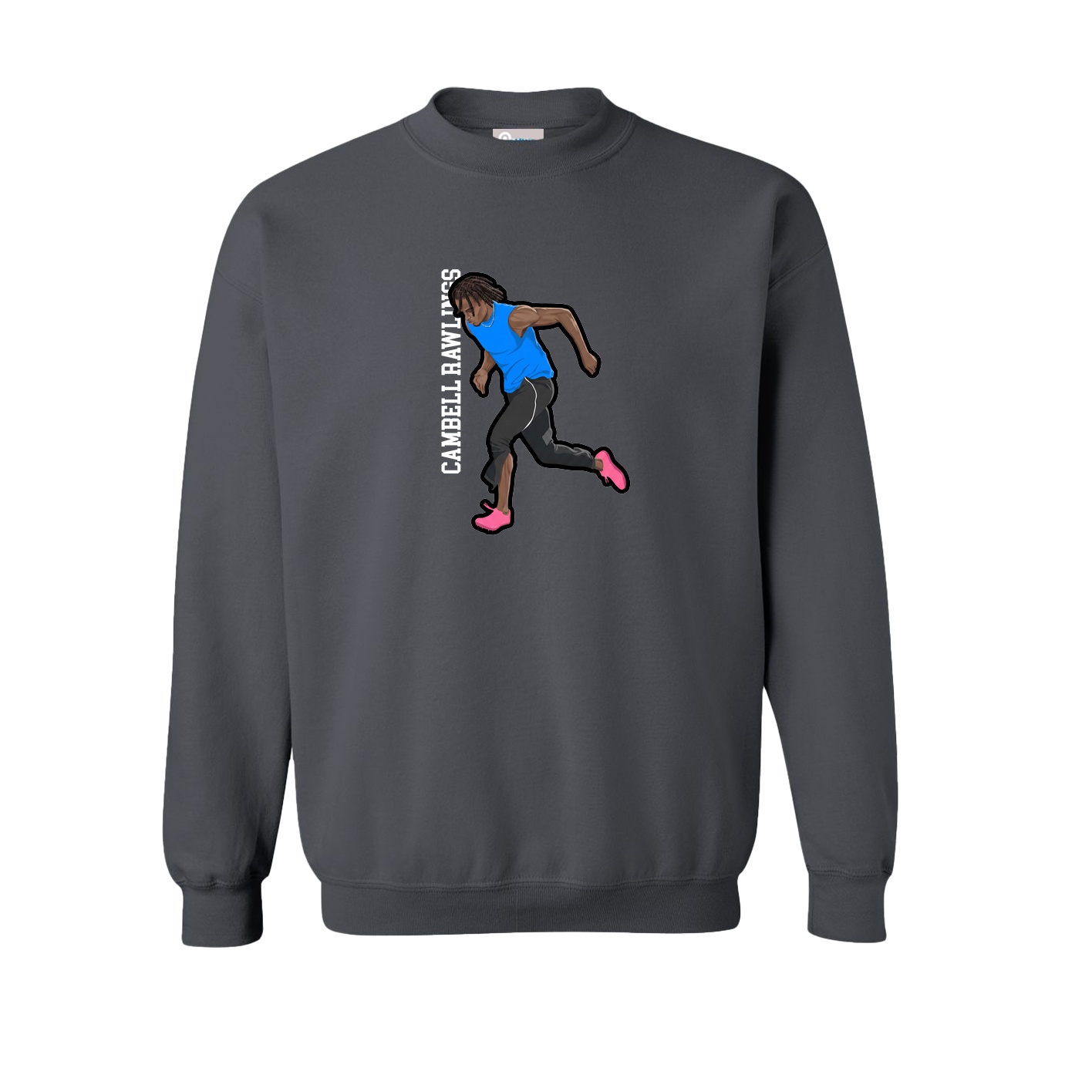 Fleece Crew — Name Vertical in Grey