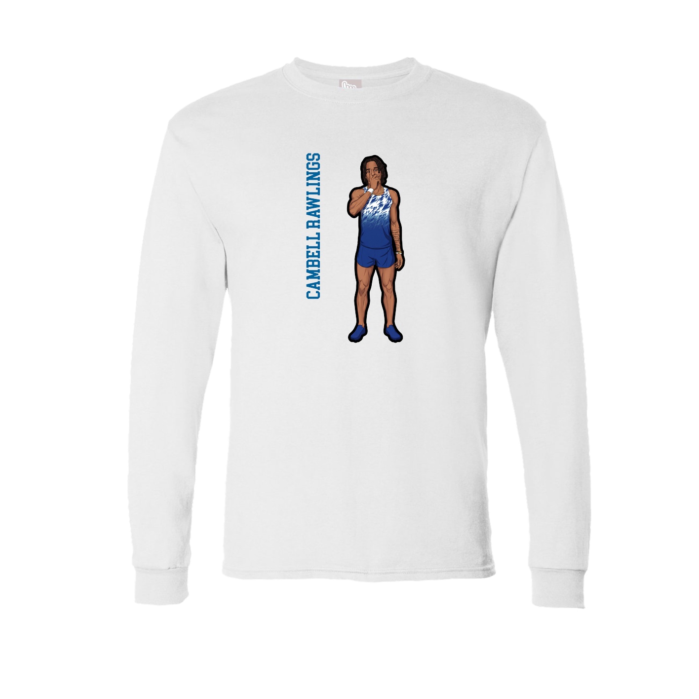 Long Sleeve Tee — Name Vertical in White