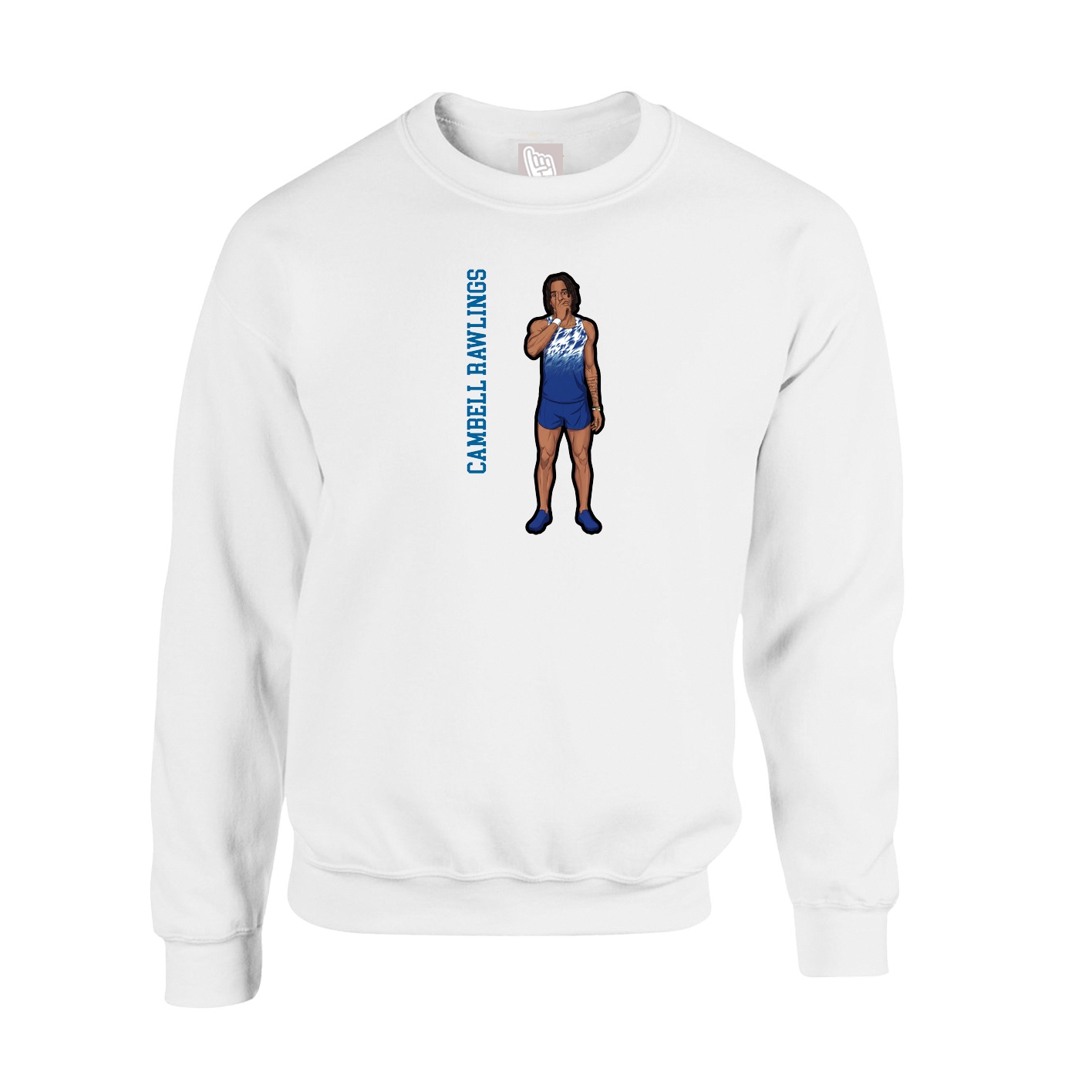 Fleece Crew — Name Vertical in White