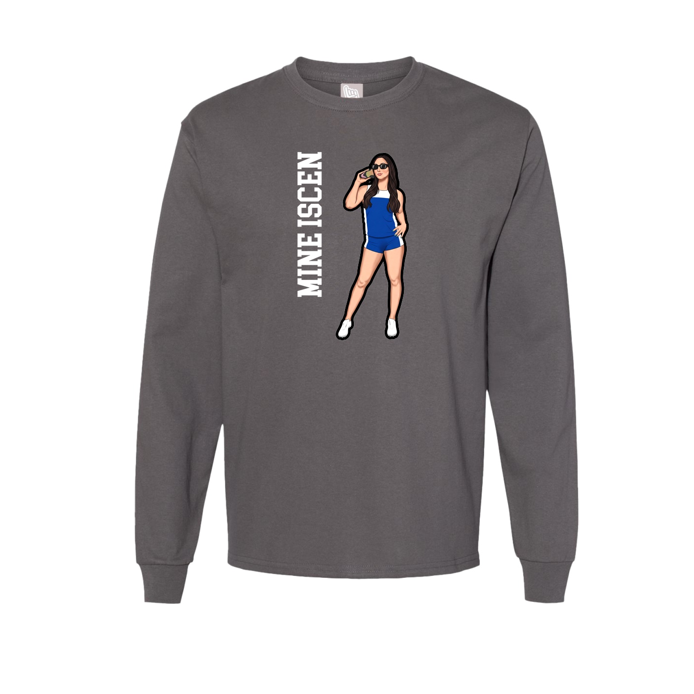 Long Sleeve Tee — Name Vertical in Grey