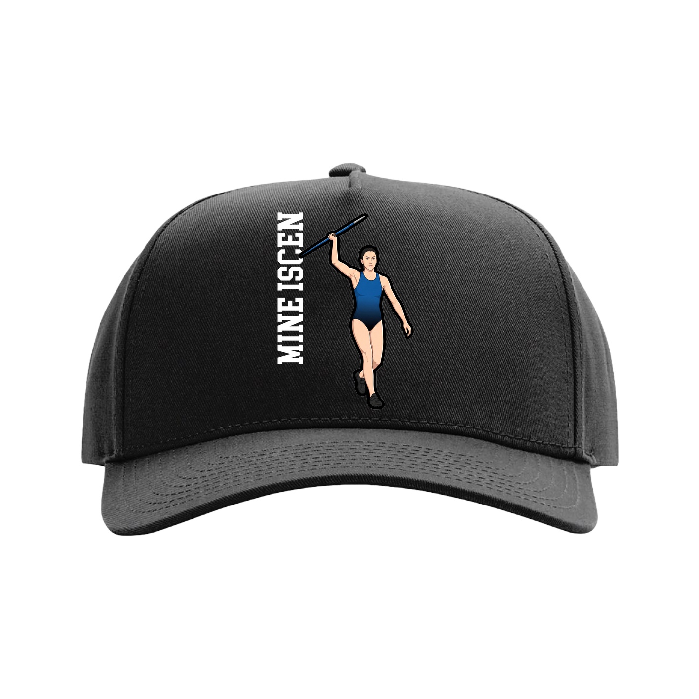 Full Fabric Five-Panel Champ Cap — Name Vertical in Black