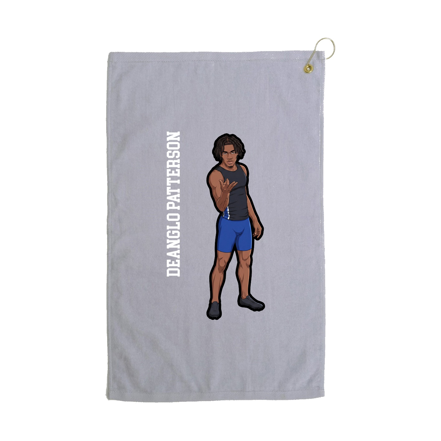 Golf Towel — Name Vertical in Grey