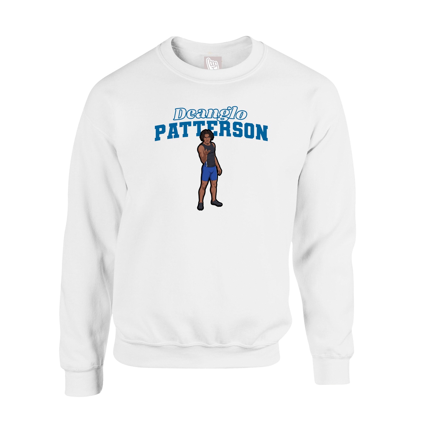 Fleece Crew — Name Arch in White