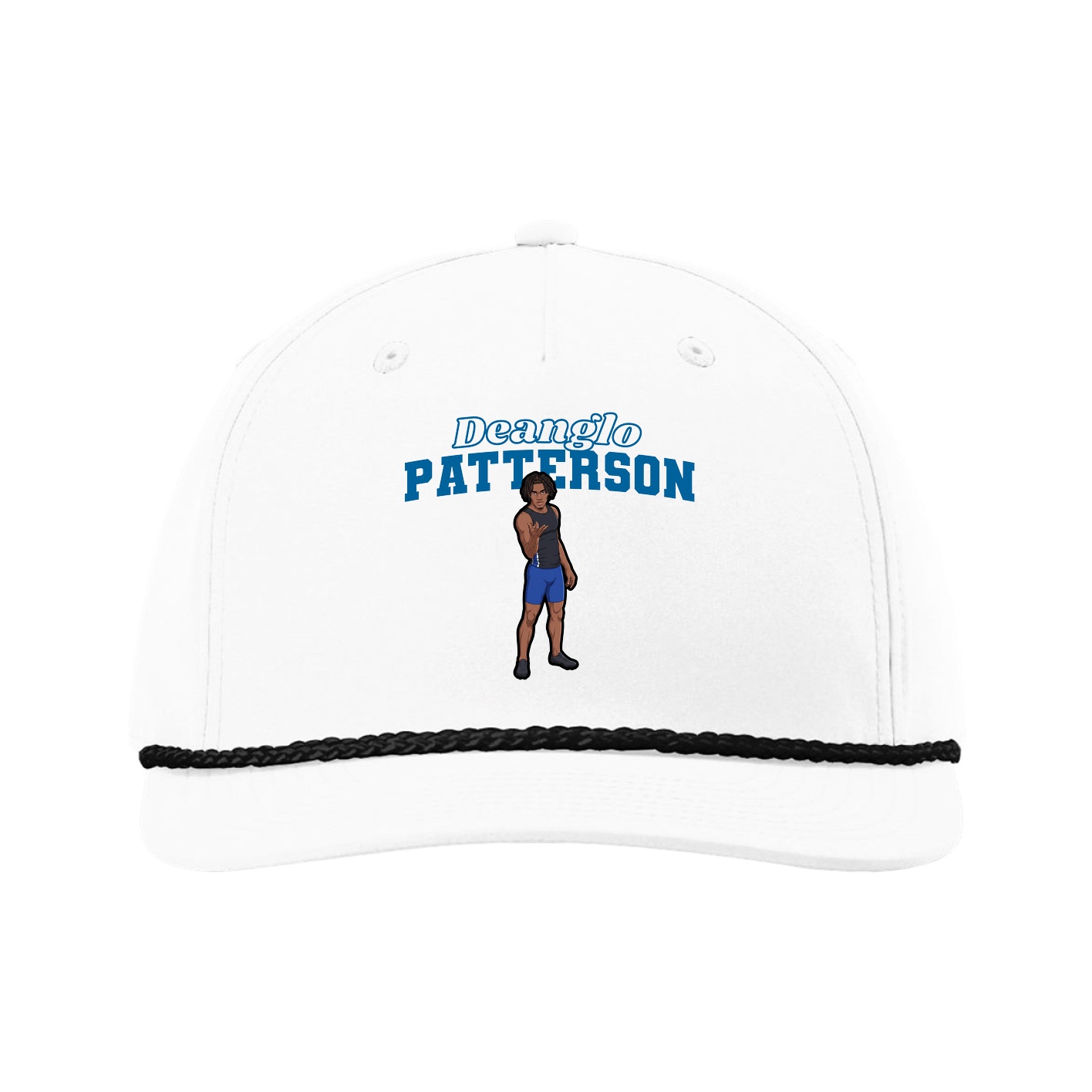 Five-Panel Classic Rope Cap — Name Arch in White