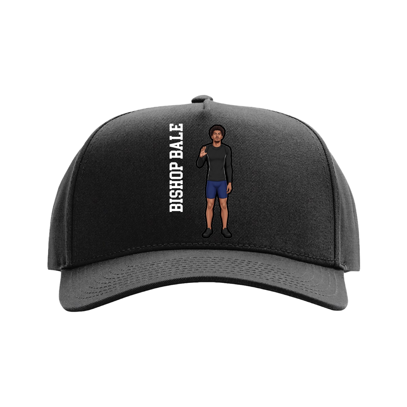 Full Fabric Five-Panel Champ Cap — Name Vertical in Black