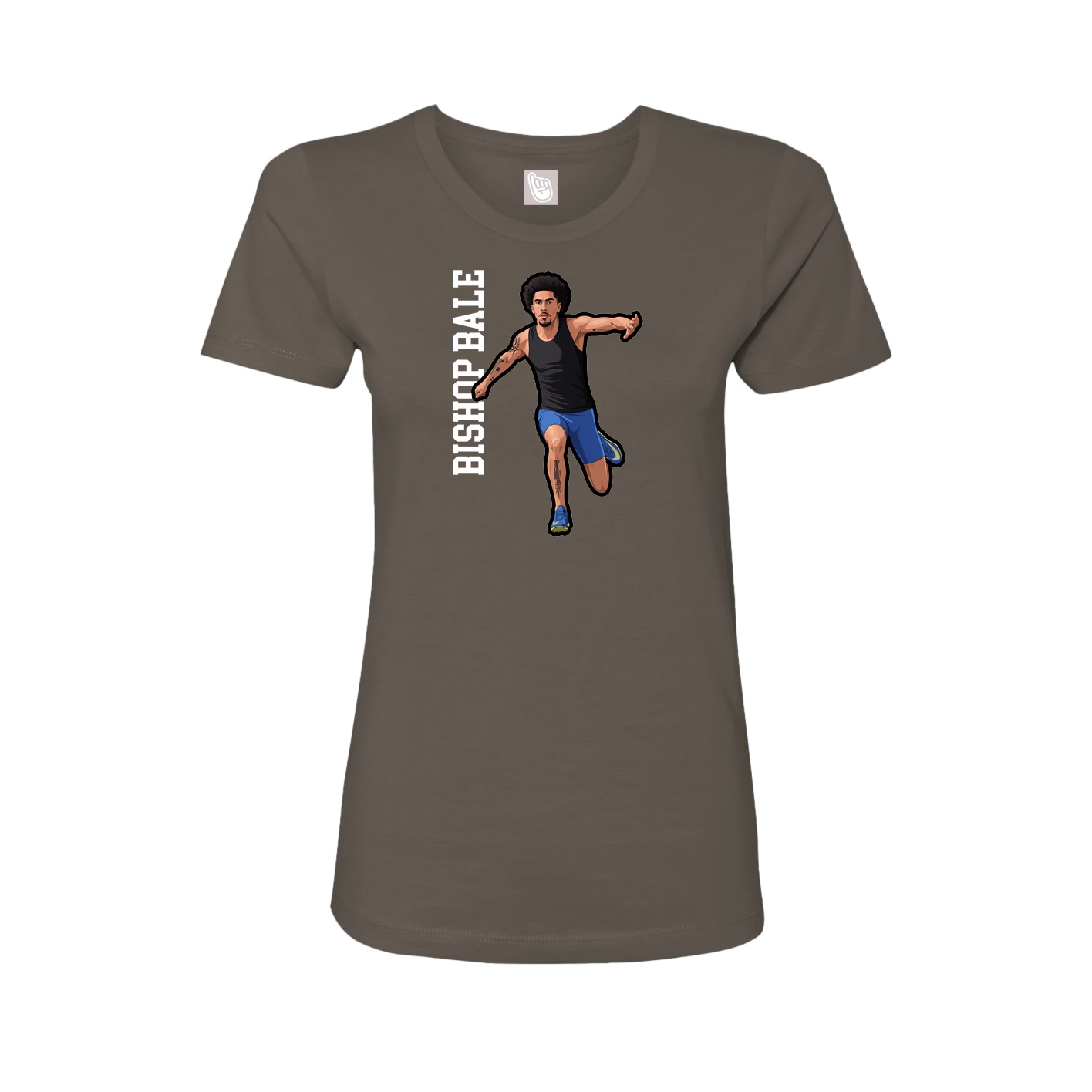 Fitted Women's Tee — Name Vertical in Grey