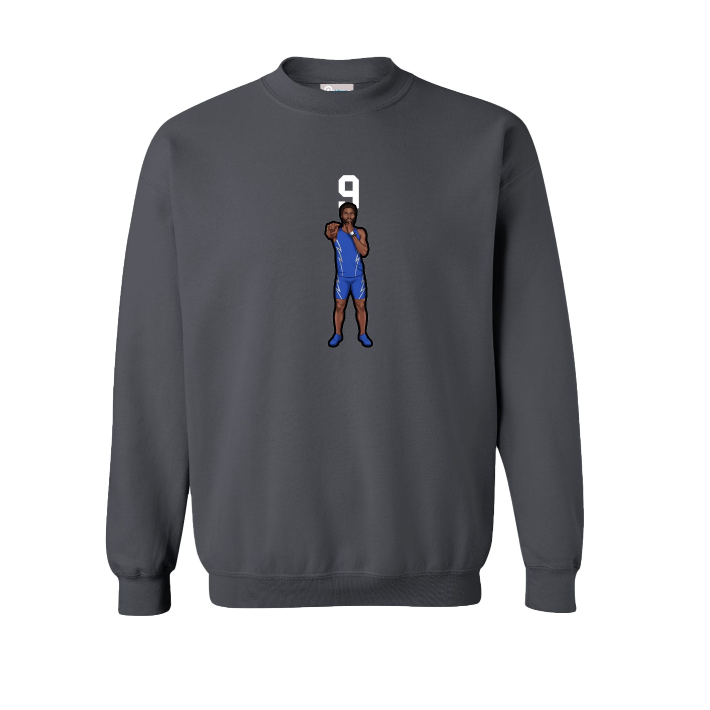Fleece Crew — Number Top in Grey