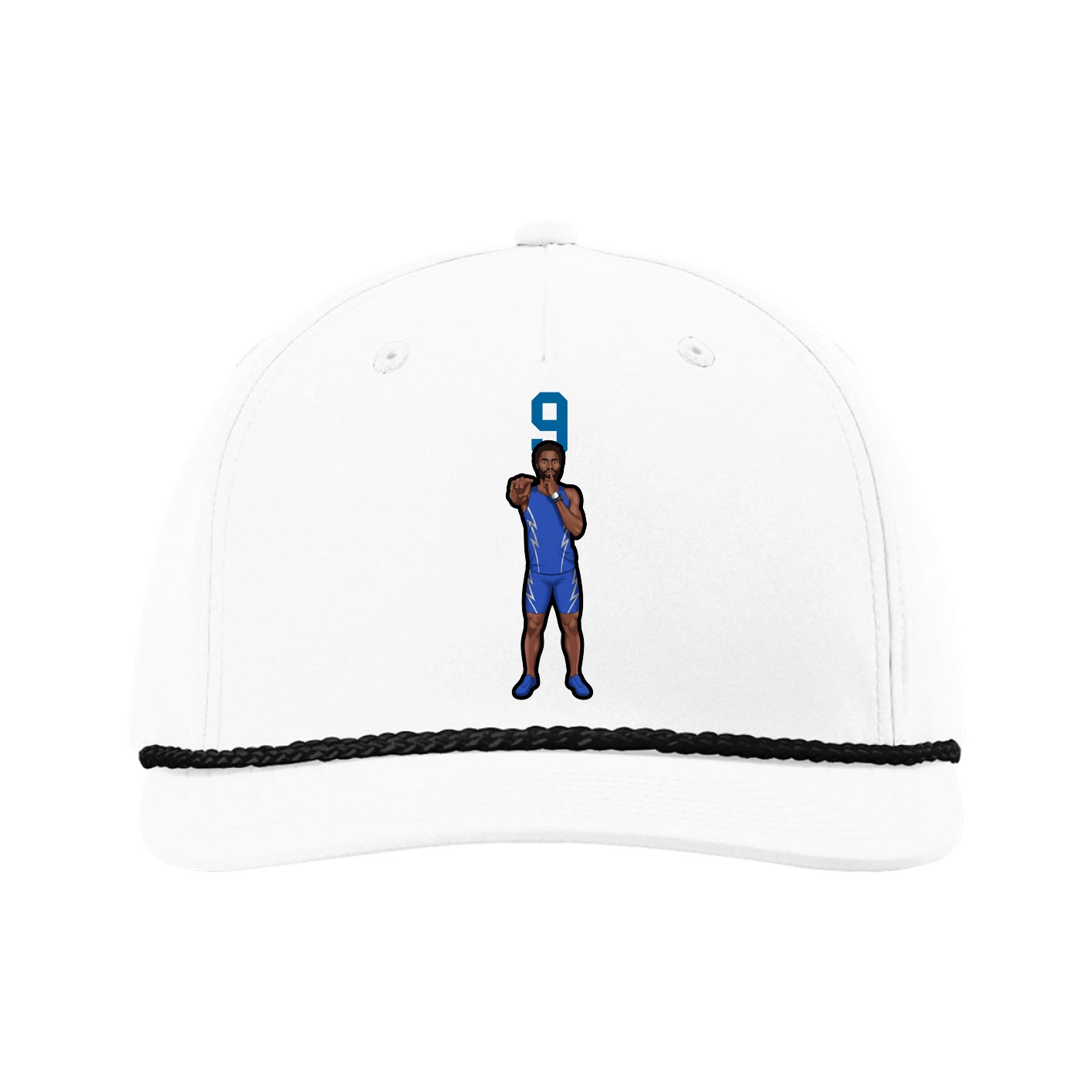 Five-Panel Classic Rope Cap — Number Top in White
