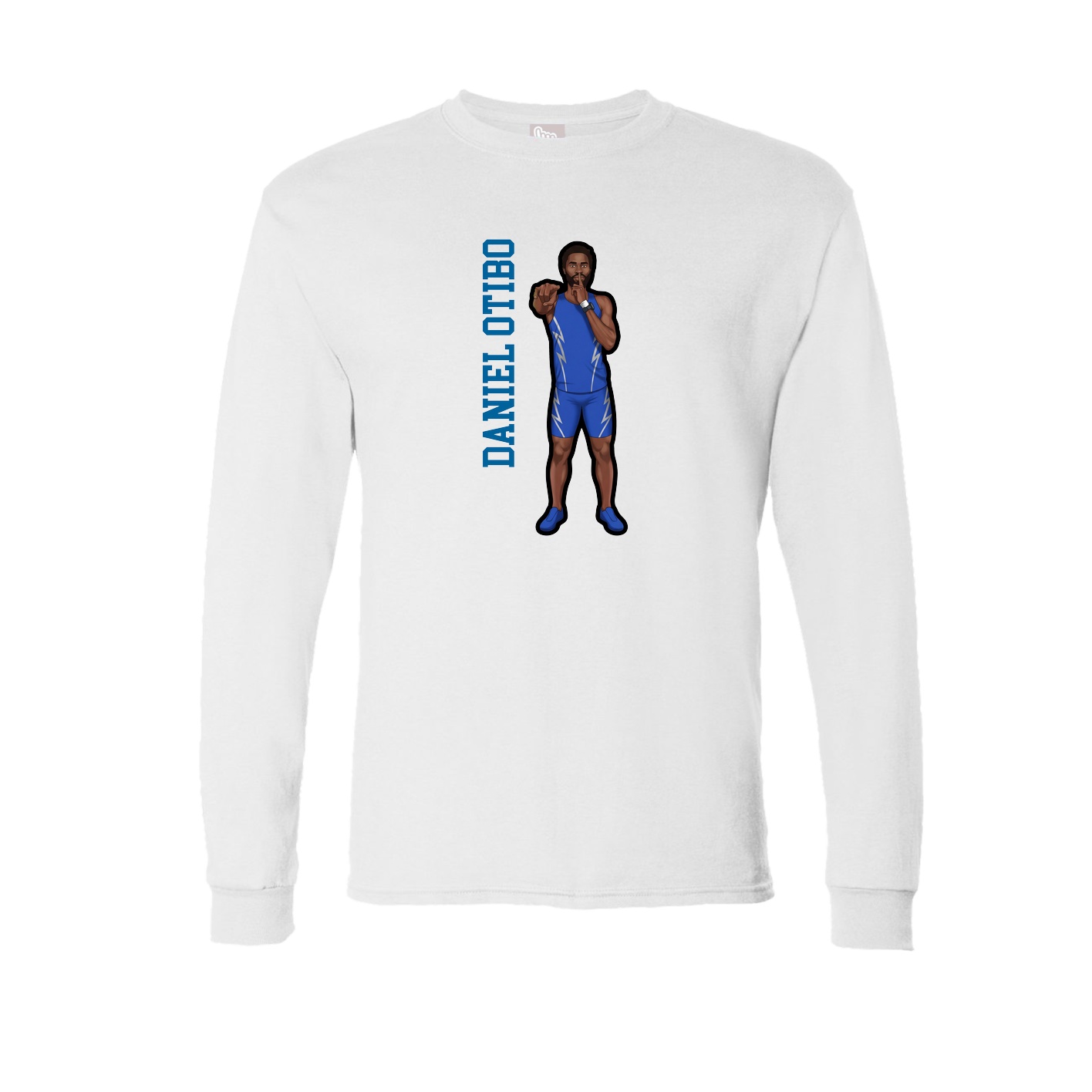 Long Sleeve Tee — Name Vertical in White