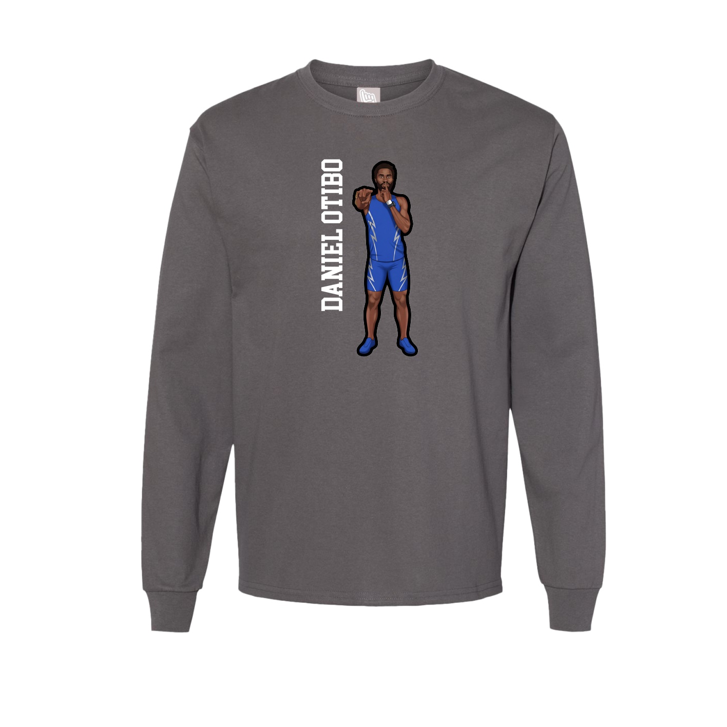 Long Sleeve Tee — Name Vertical in Grey