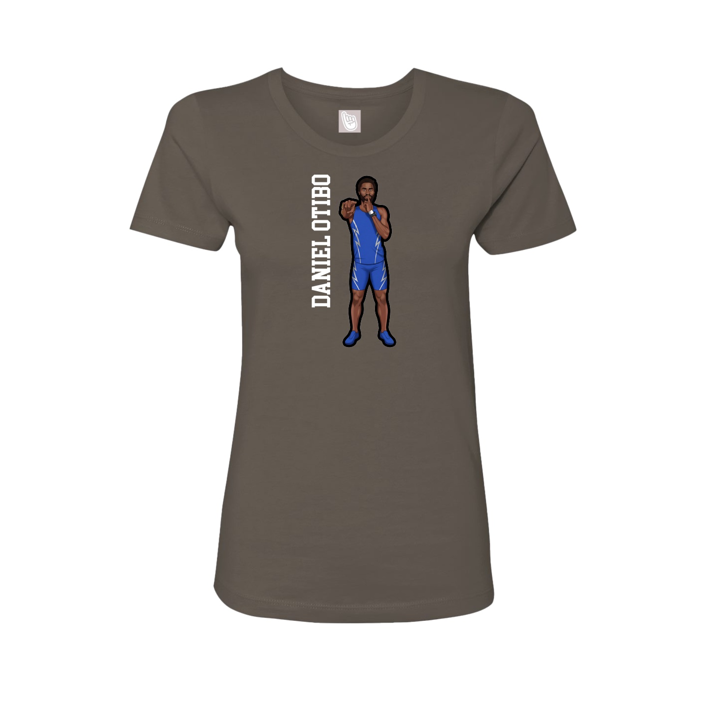 Fitted Women's Tee — Name Vertical in Grey