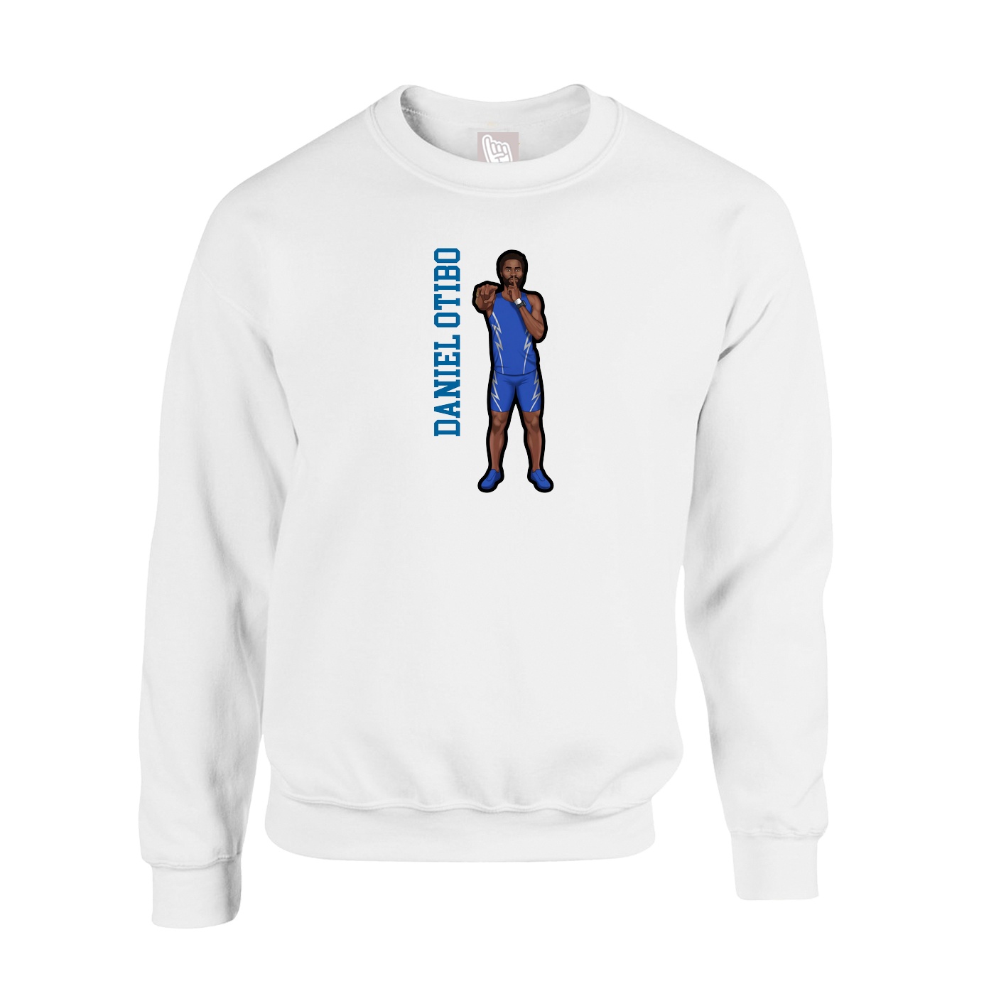 Fleece Crew — Name Vertical in White