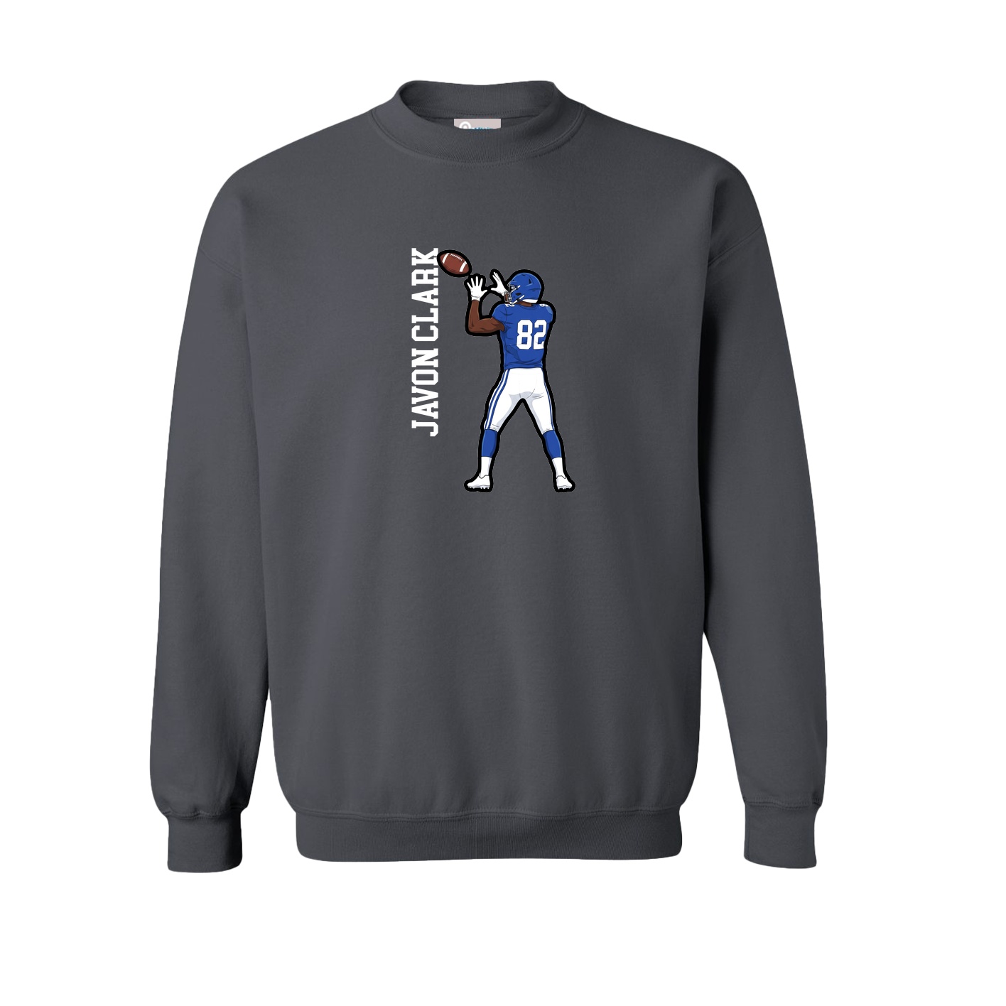 Fleece Crew — Name Vertical in Grey