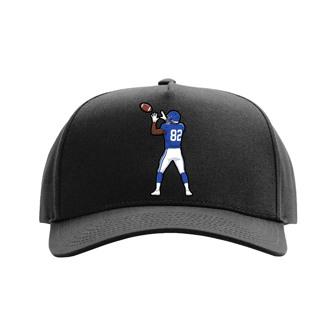 Full Fabric Five-Panel Champ Cap — Name Vertical in Black