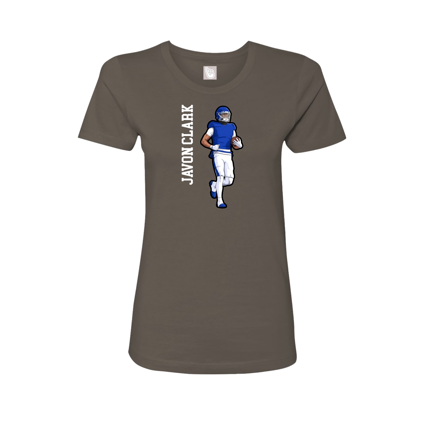 Fitted Women's Tee — Name Vertical in Grey