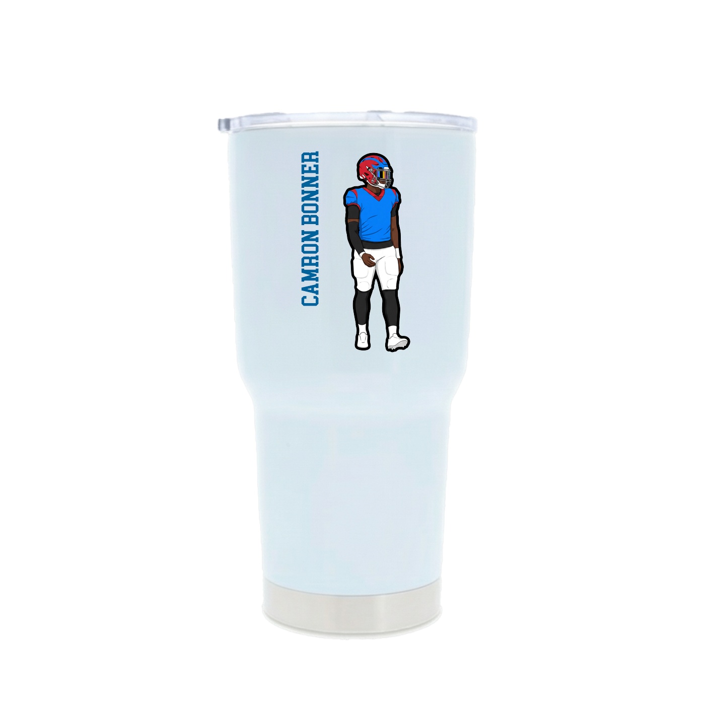 30oz Stainless Steel Tumbler — Name Vertical in White
