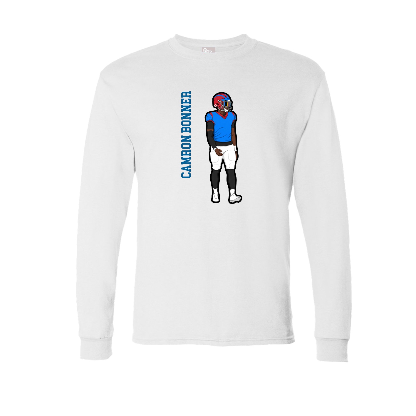 Long Sleeve Tee — Name Vertical in White
