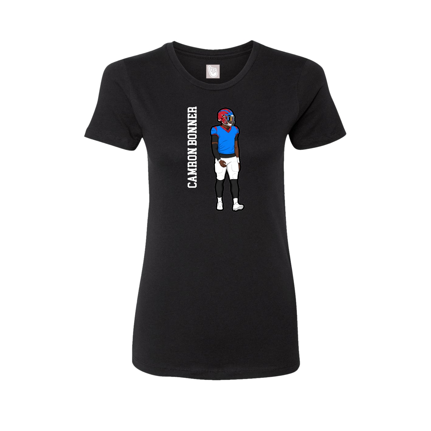 Fitted Women's Tee — Name Vertical in Black