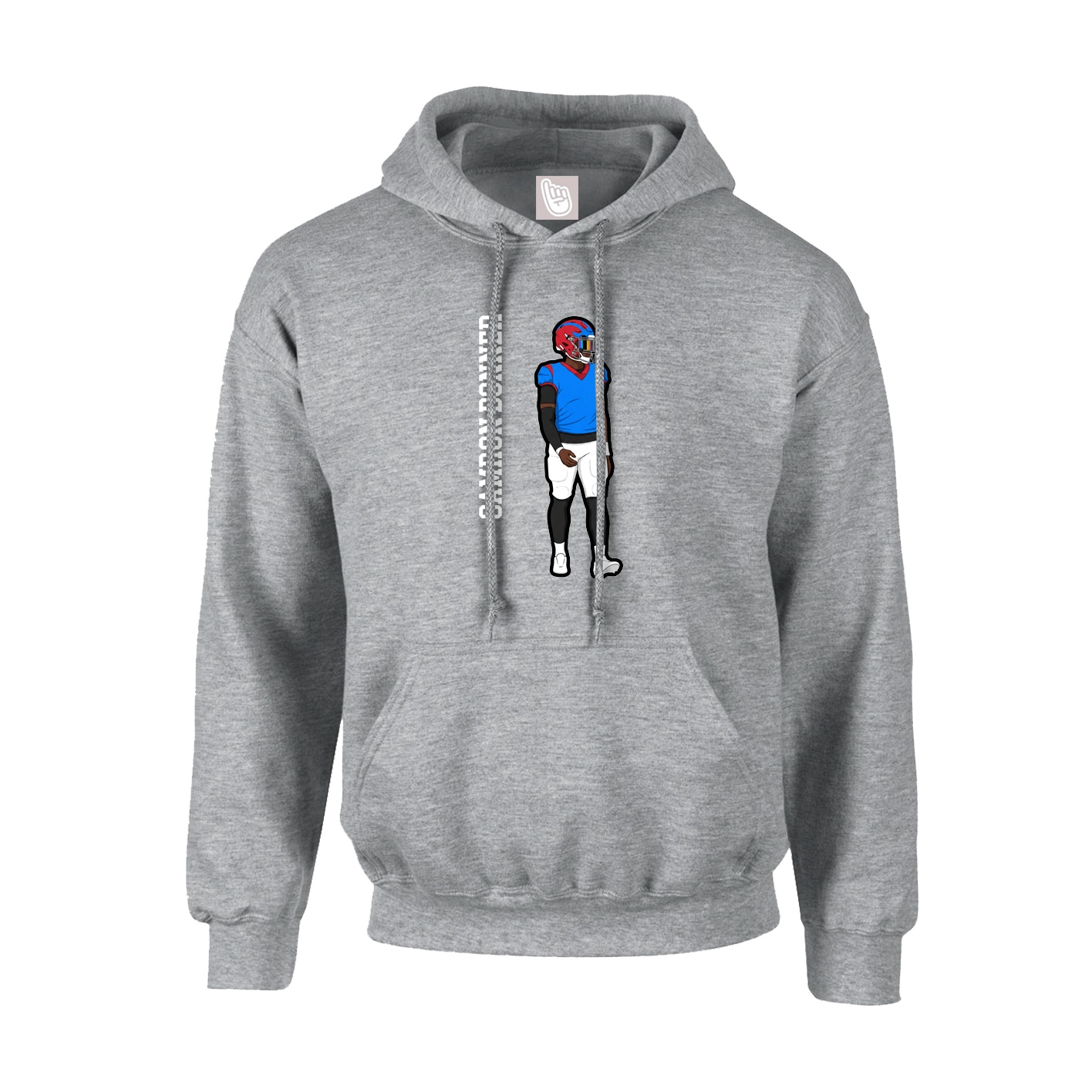 Youth Hoodie — Name Vertical in Grey