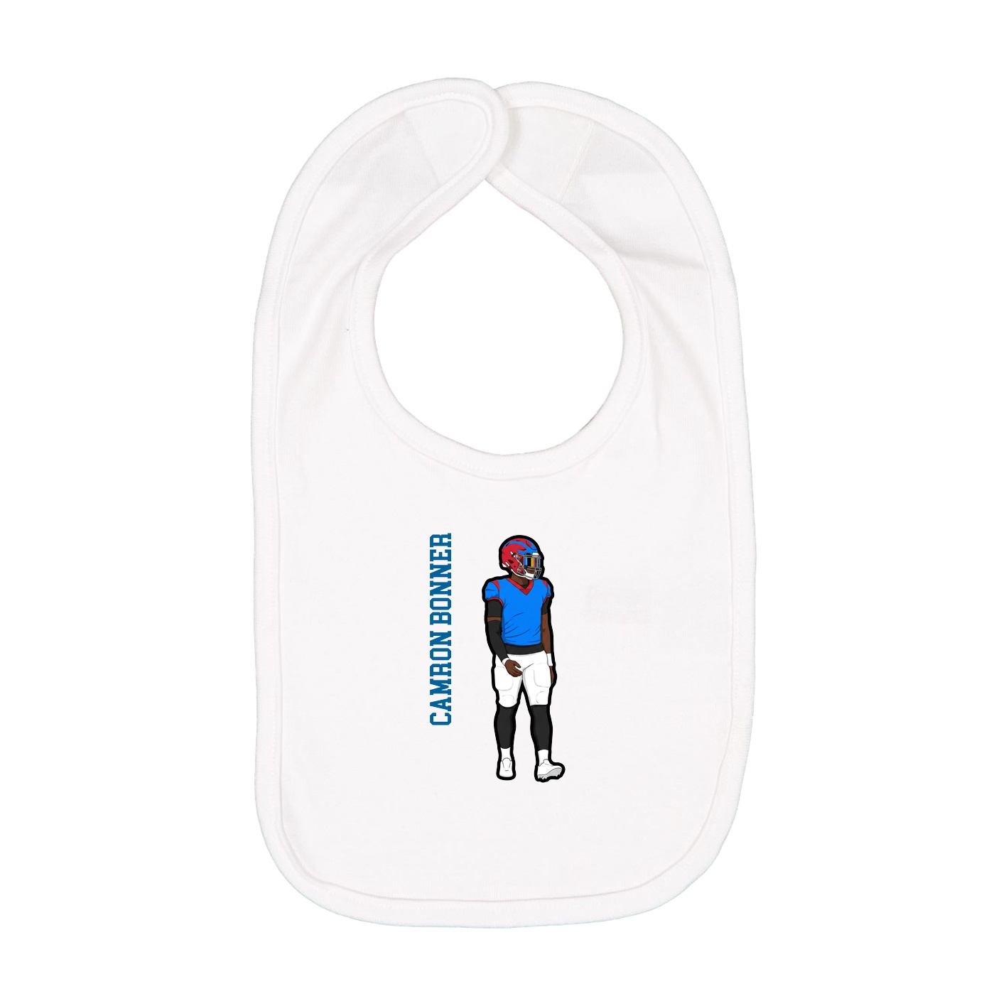 Infant Bib — Name Vertical in White