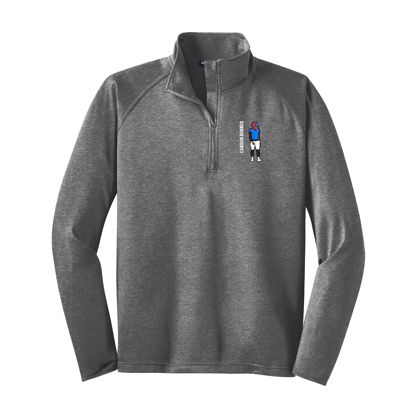 Q-Zip Pullover — Name Vertical in Grey