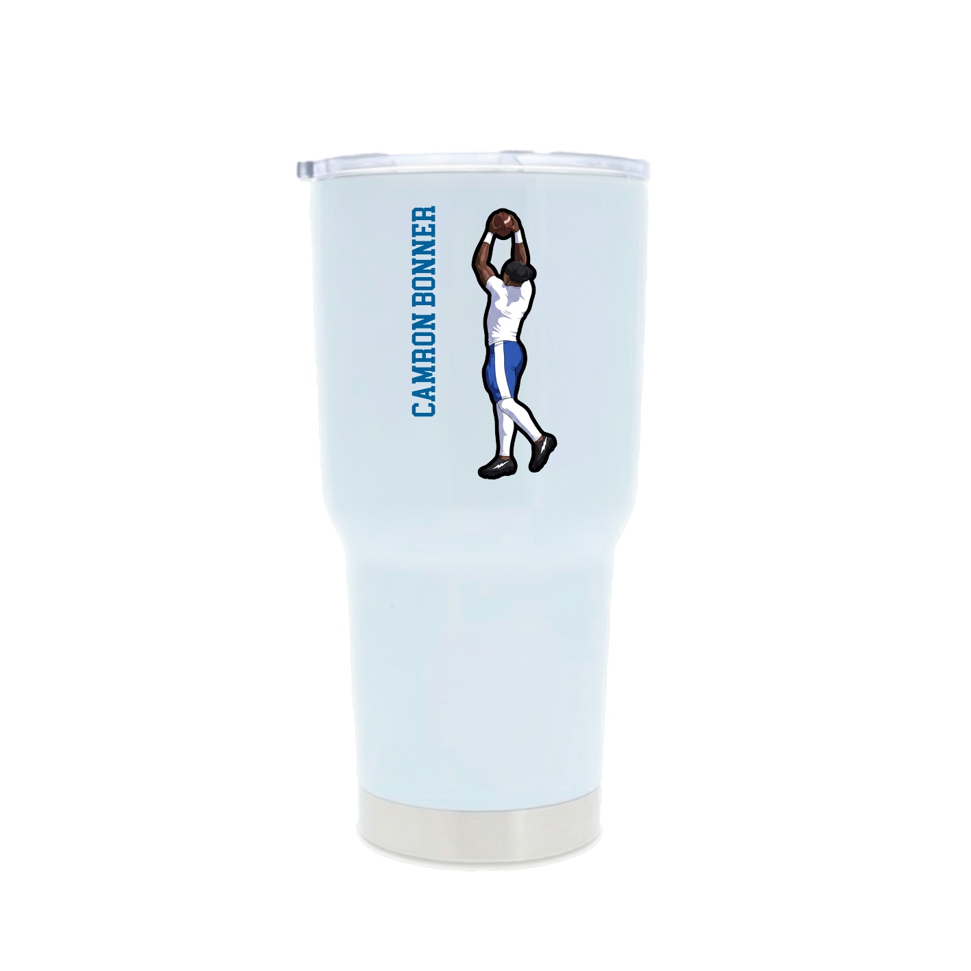 30oz Stainless Steel Tumbler — Name Vertical in White