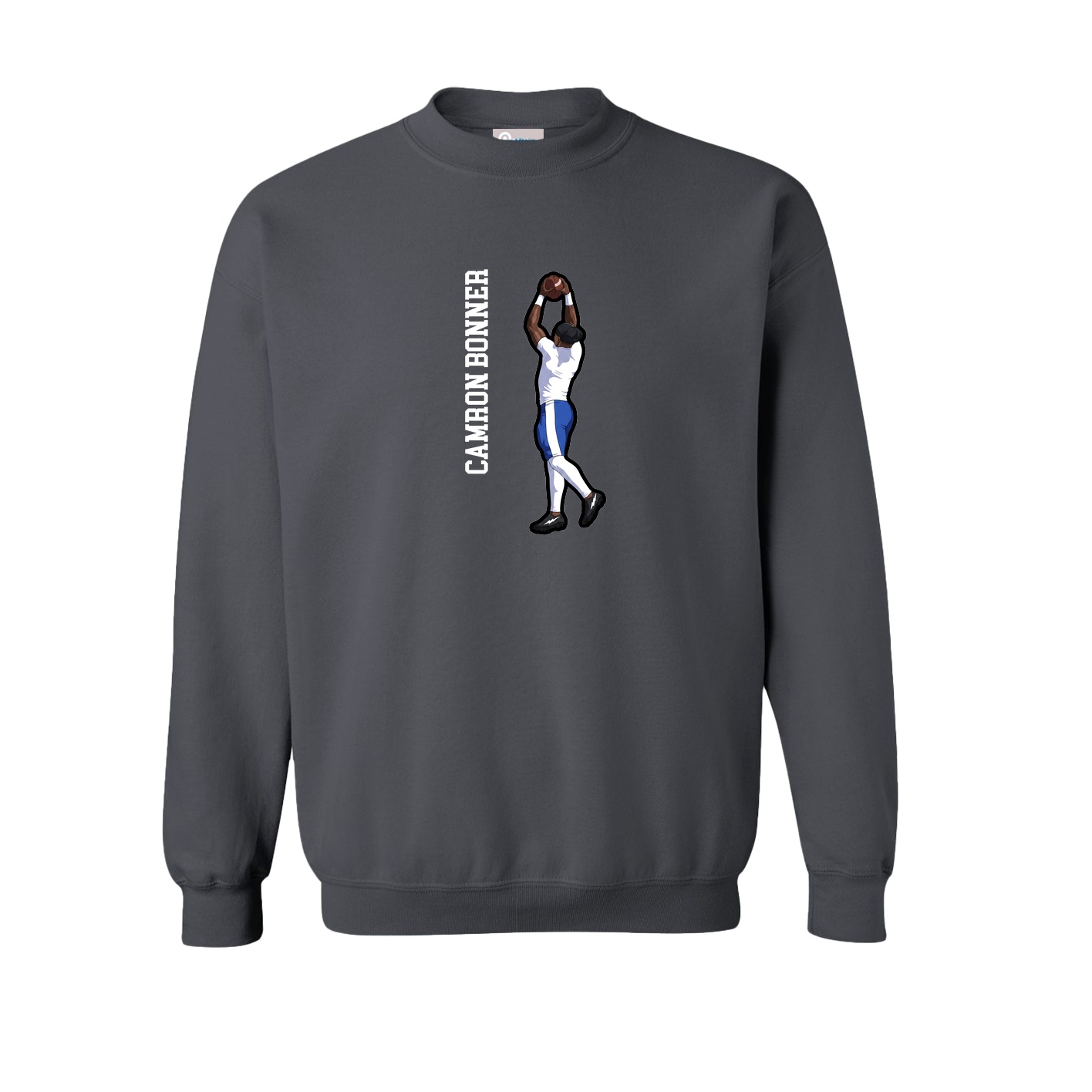 Fleece Crew — Name Vertical in Grey