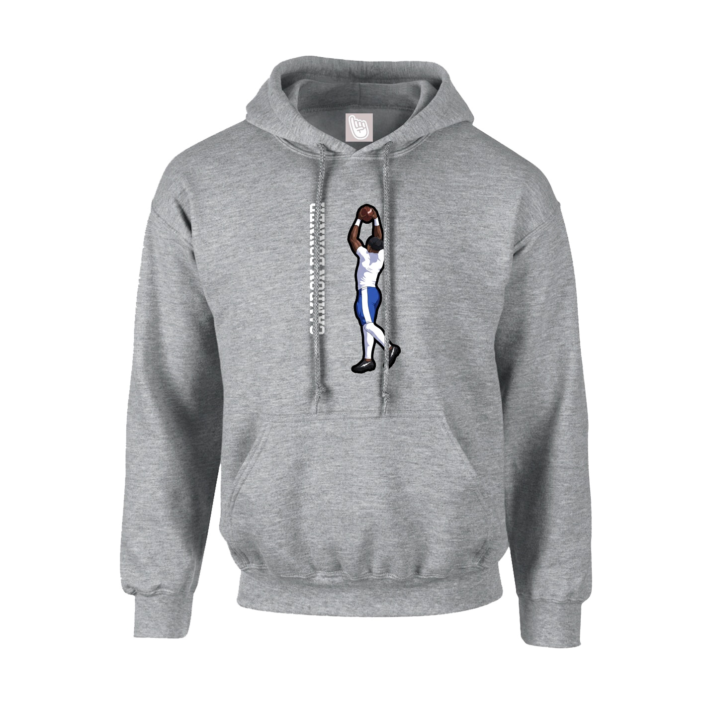 Youth Hoodie — Name Vertical in Grey