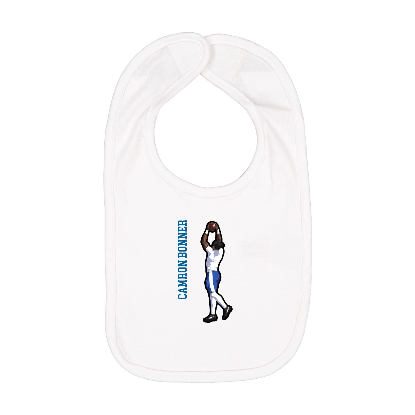 Infant Bib — Name Vertical in White