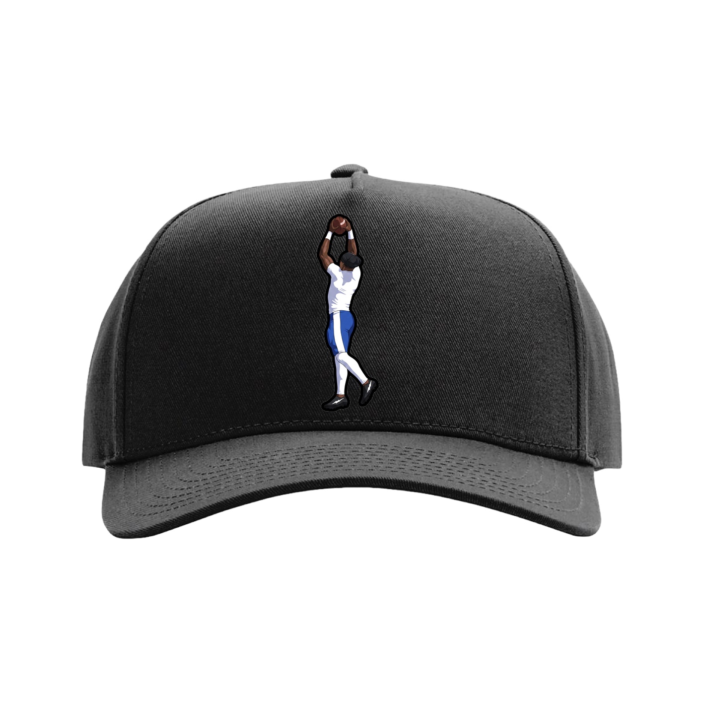 Full Fabric Five-Panel Champ Cap — Name Vertical in Black