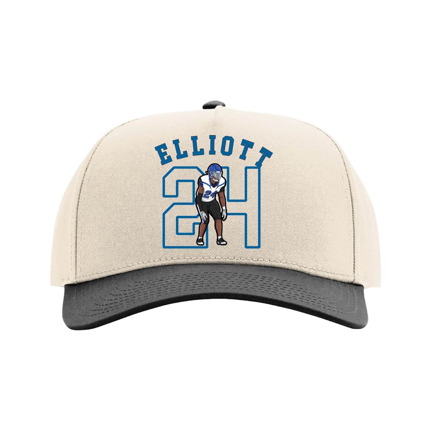 Full Fabric Five-Panel Champ Cap — Shirsey Arch in Cream/Black