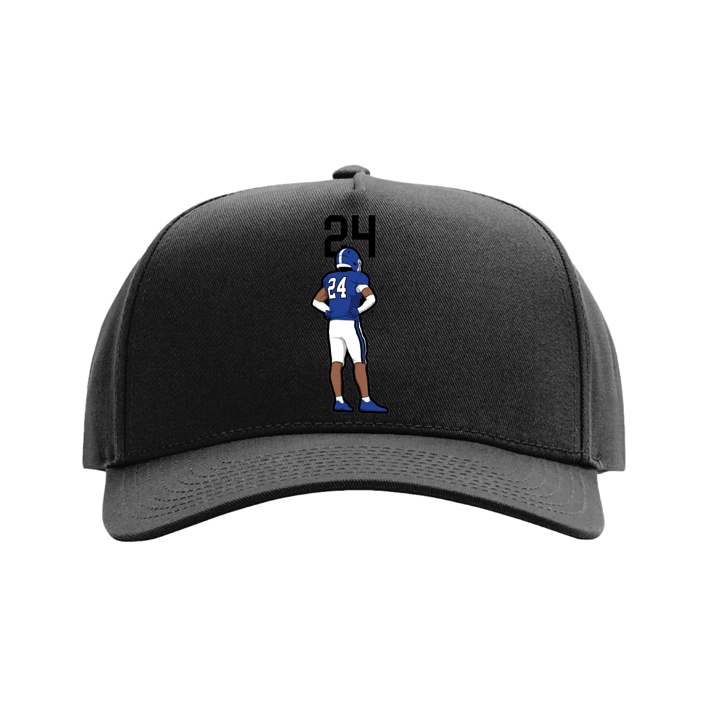 Full Fabric Five-Panel Champ Cap — Number Top in Black