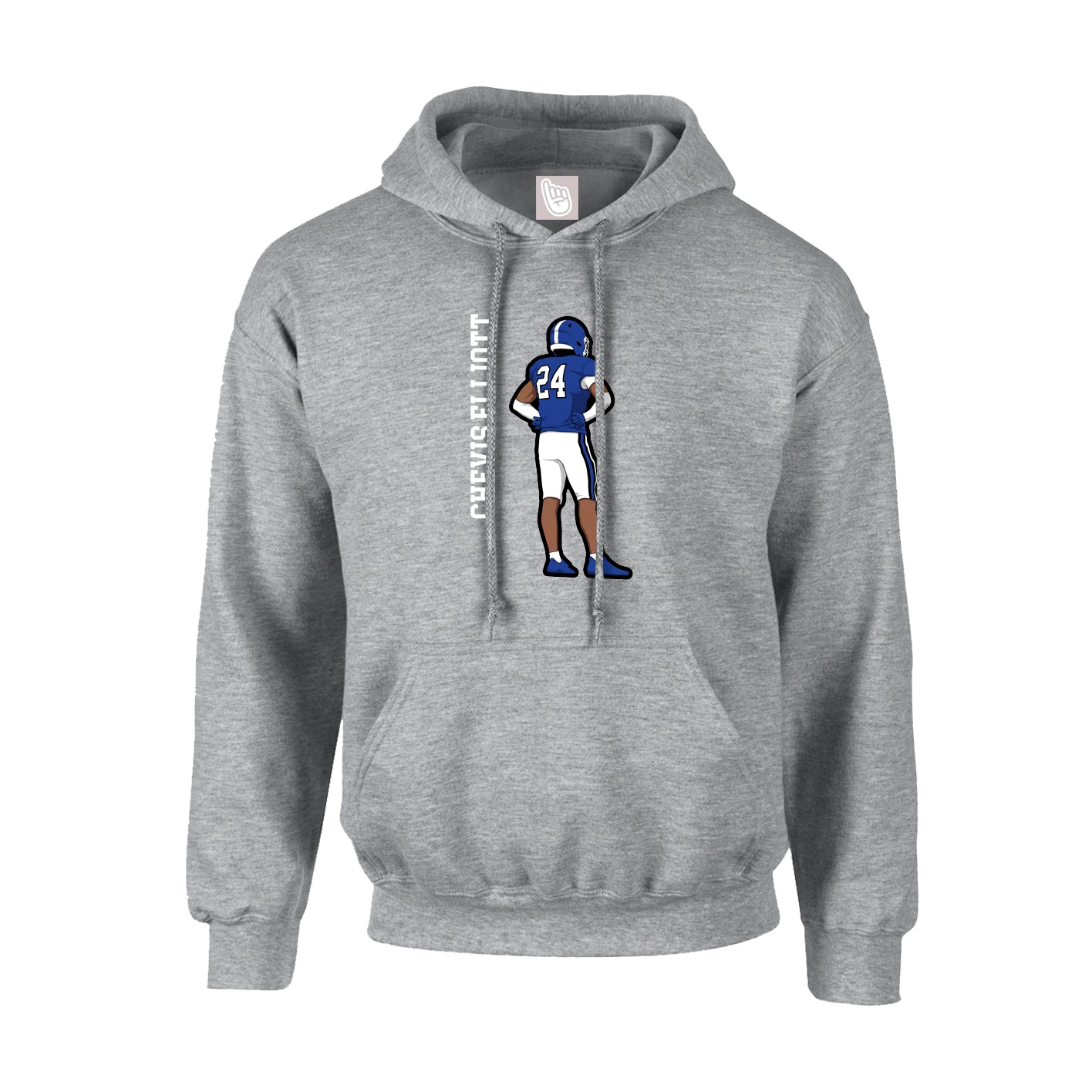 Youth Hoodie — Name Vertical in Grey