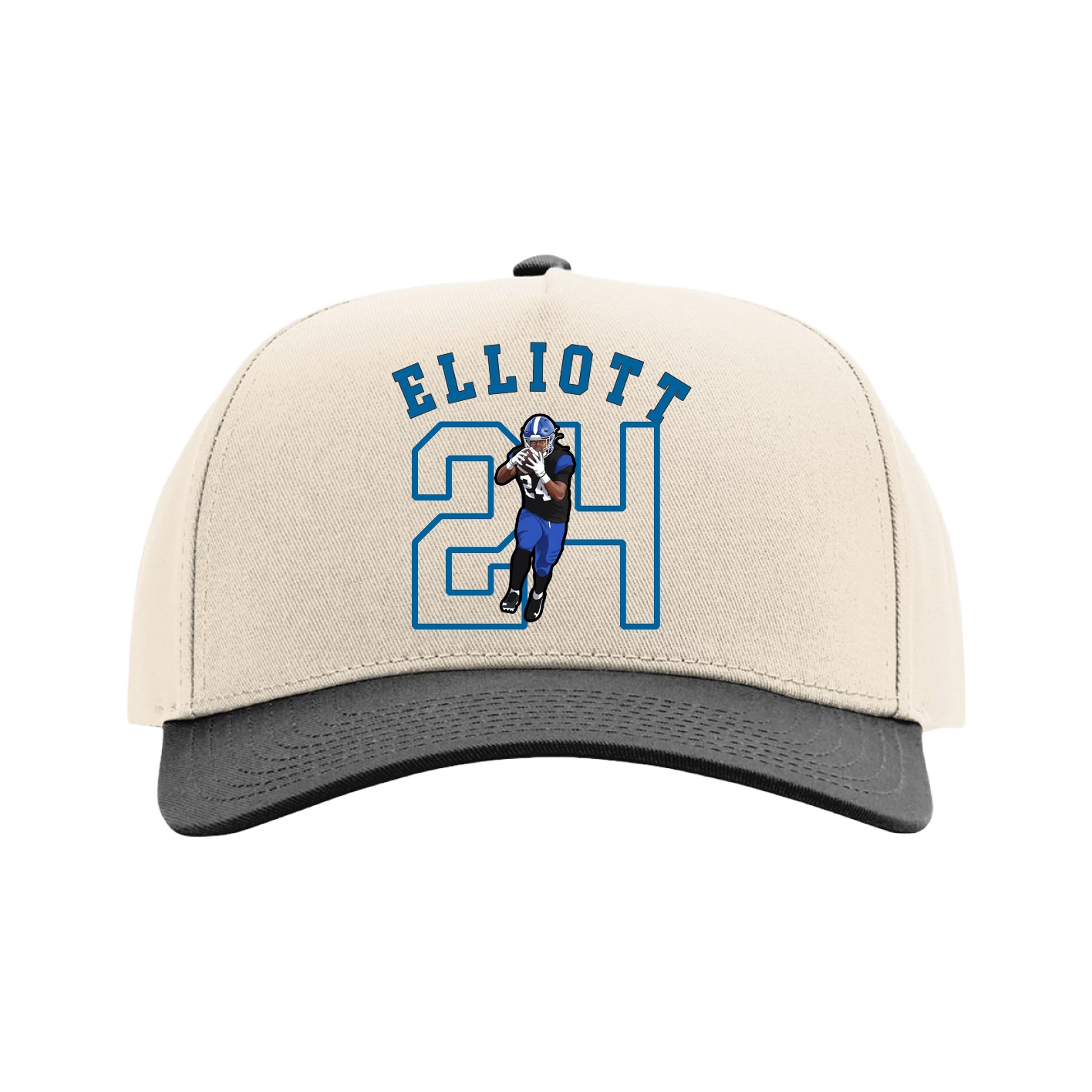 Full Fabric Five-Panel Champ Cap — Shirsey Arch in Cream/Black