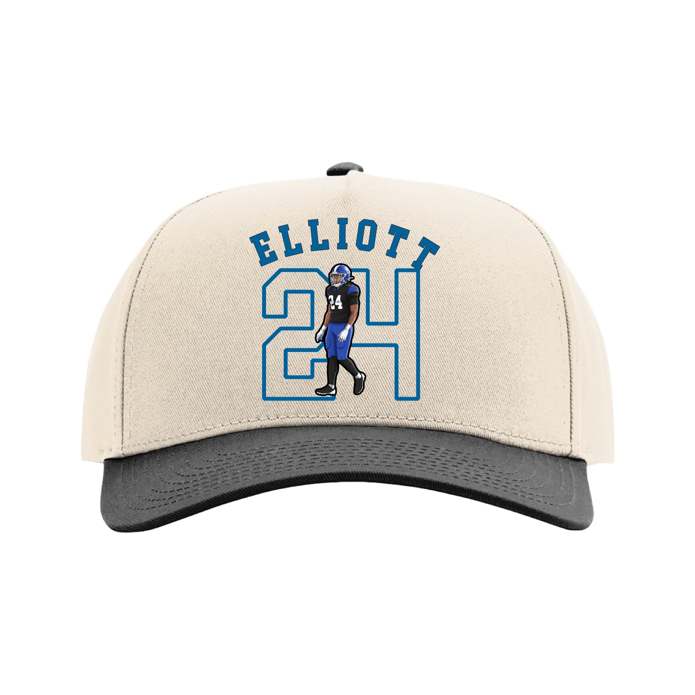 Full Fabric Five-Panel Champ Cap — Shirsey Arch in Cream/Black